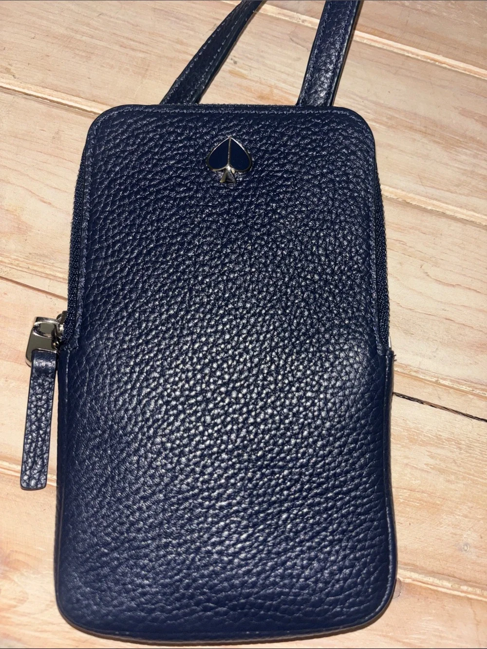 kate spade Black Pebbled Leather Crossbody Phone Pouch